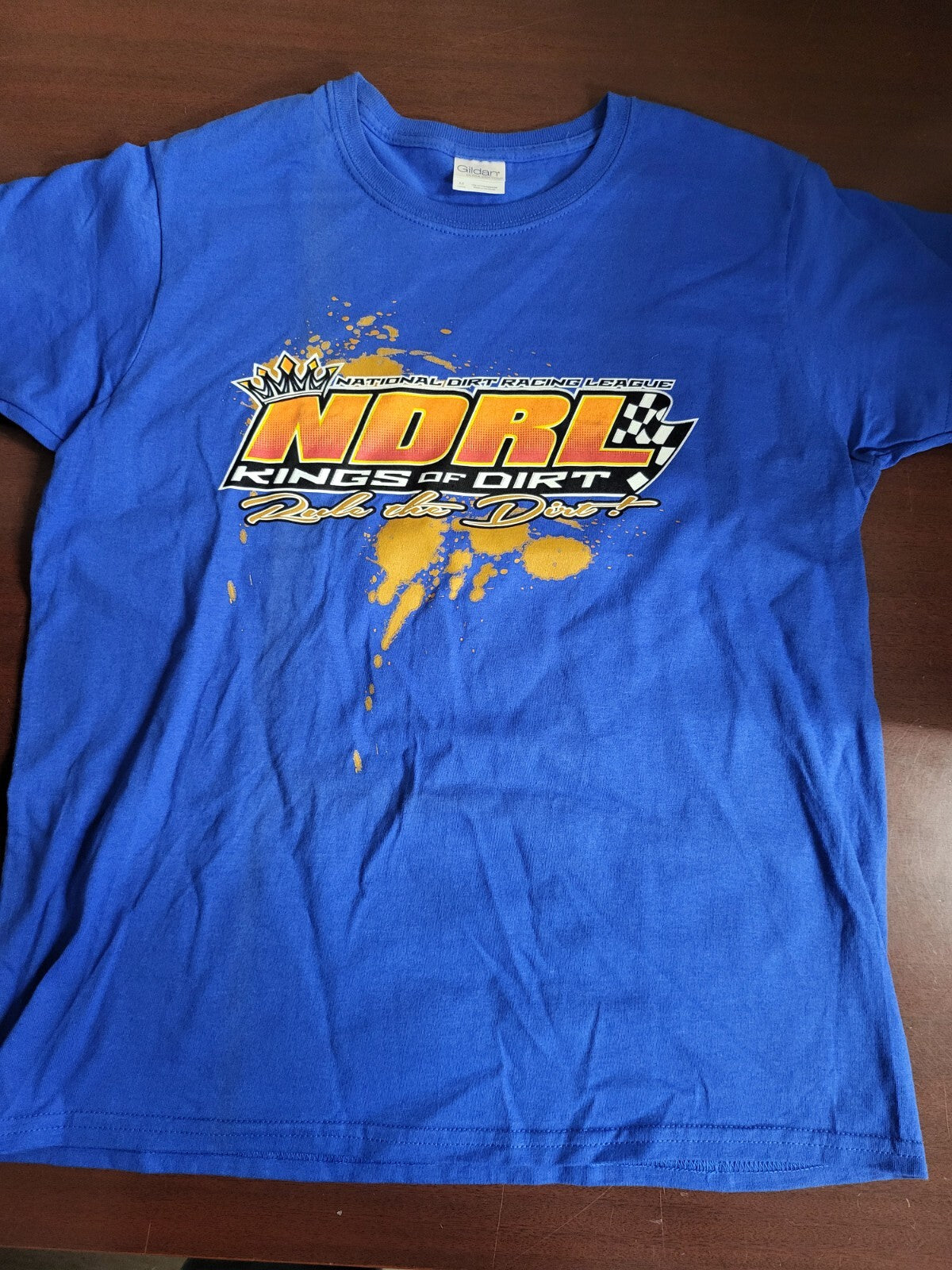 Ladies Racing T-Shirt NATIONAL DIRT RACING LEAGUE Blue MEDIUM Ch20"  L23 Gildan