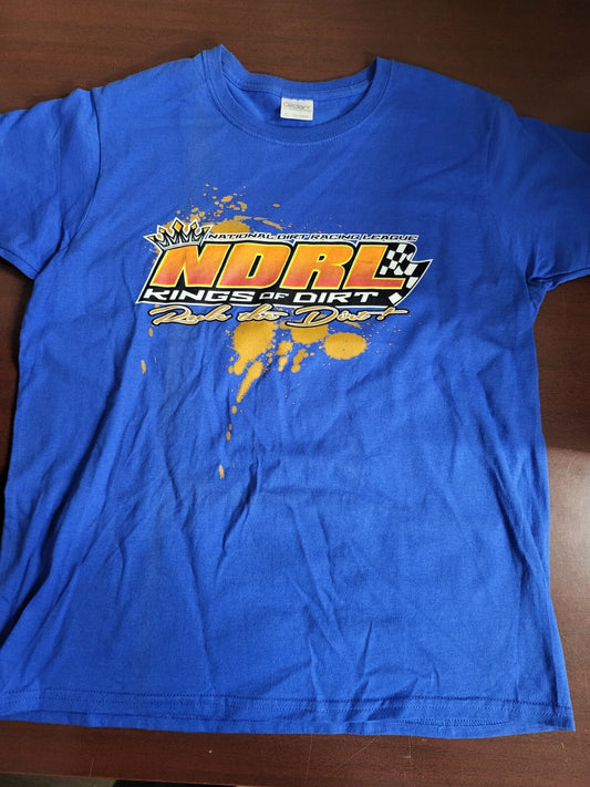Ladies Racing T-Shirt NATIONAL DIRT RACING LEAGUE Blue MEDIUM Ch20"  L23 Gildan