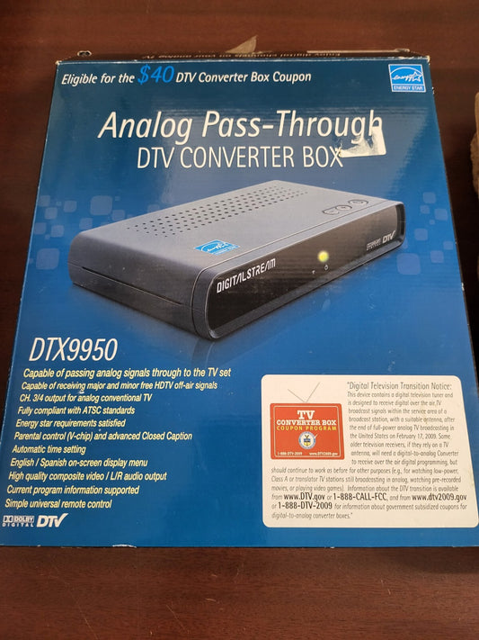 Digital Stream Analog Pass-Through Converter Box DTX9950 DTV  open / damaged box