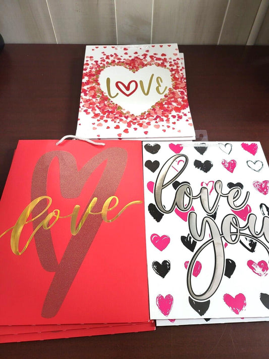 10 LOVE Gift Bags 12.5 x 9.5 x 5"    Paperboard with Rope Handle   Old East Main