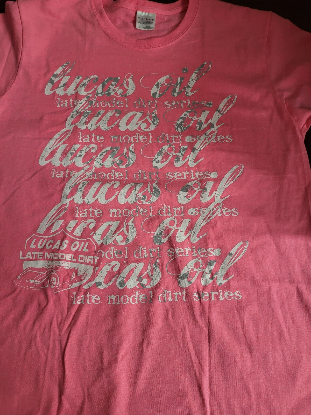 Ladies Racing  T-Shirt LUCAS OIL LATE MODEL DIRT SERIES Pink LARGE Ch 21"  L25"