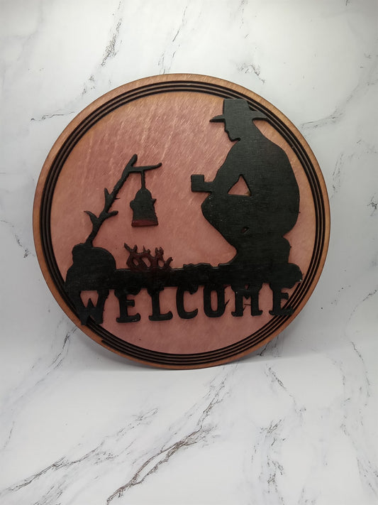 Cowboy Campfire Welcome Sign Handmade Laser Cut