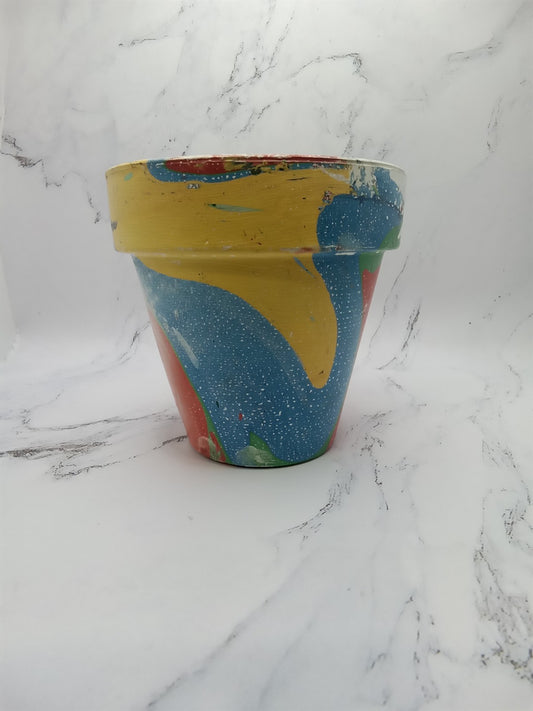 Hand Painted Terracotta Clay 4 Inch Flower Pot Planter Colorful