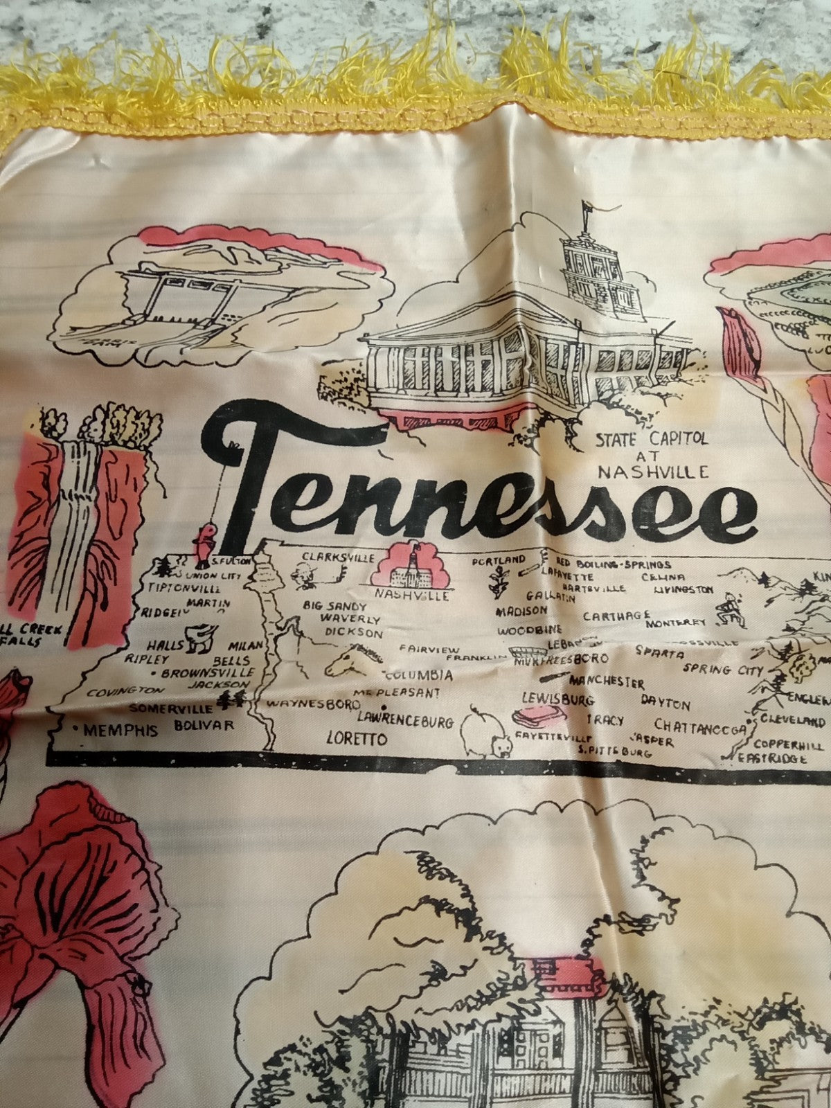 Vintage Satin Pillow Cover – Souvenir of Tennessee