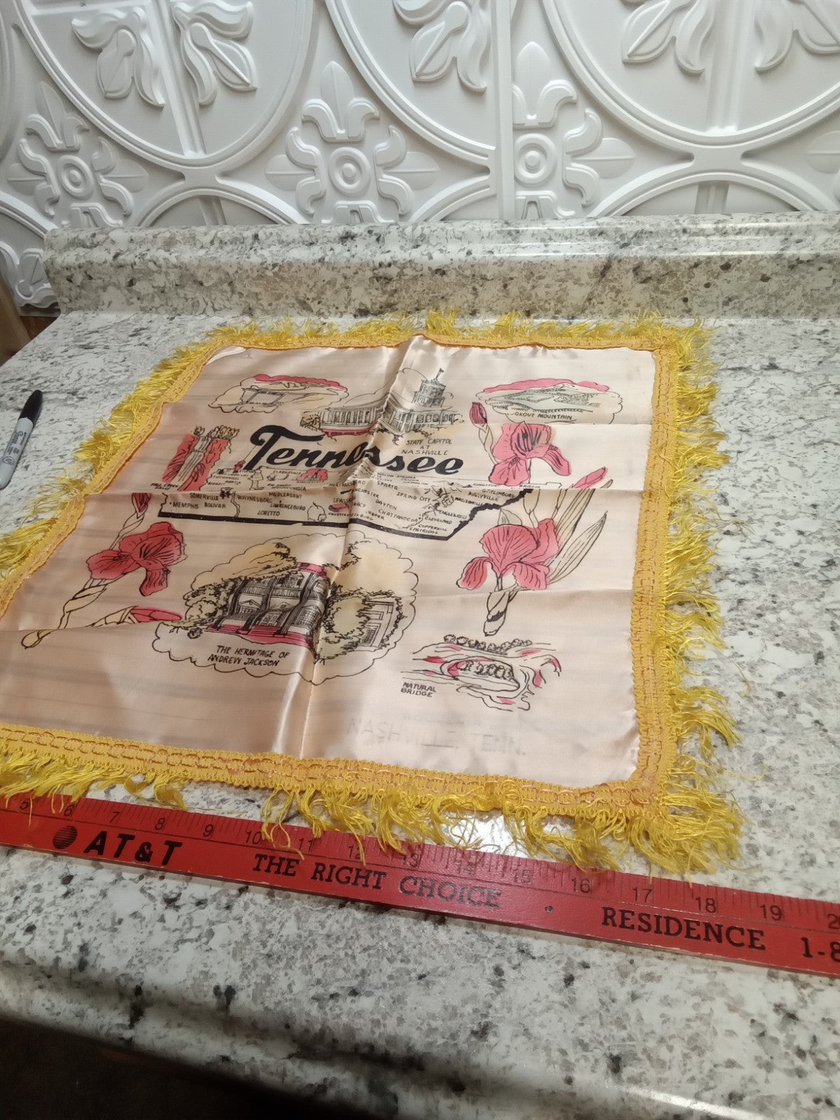 Vintage Satin Pillow Cover – Souvenir of Tennessee