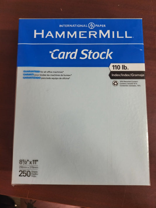 Hammermill Card Stock BLUE 250 Sheets #18635 110lb 8.5 x 11"