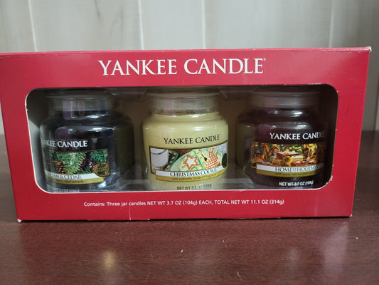 Yankee Candle 3 Pack Jars 3.7oz ea Balsam & Cedar, Christmas Cookie, MORE