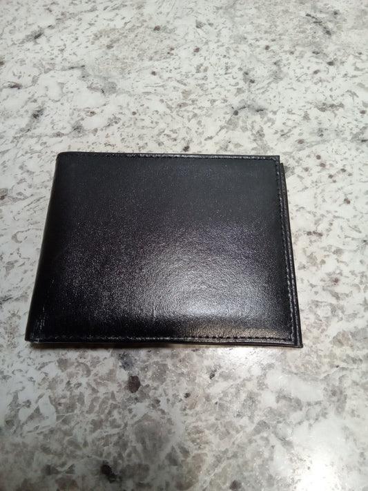 Simple Genuine Leather Plain Black Mens Wallet