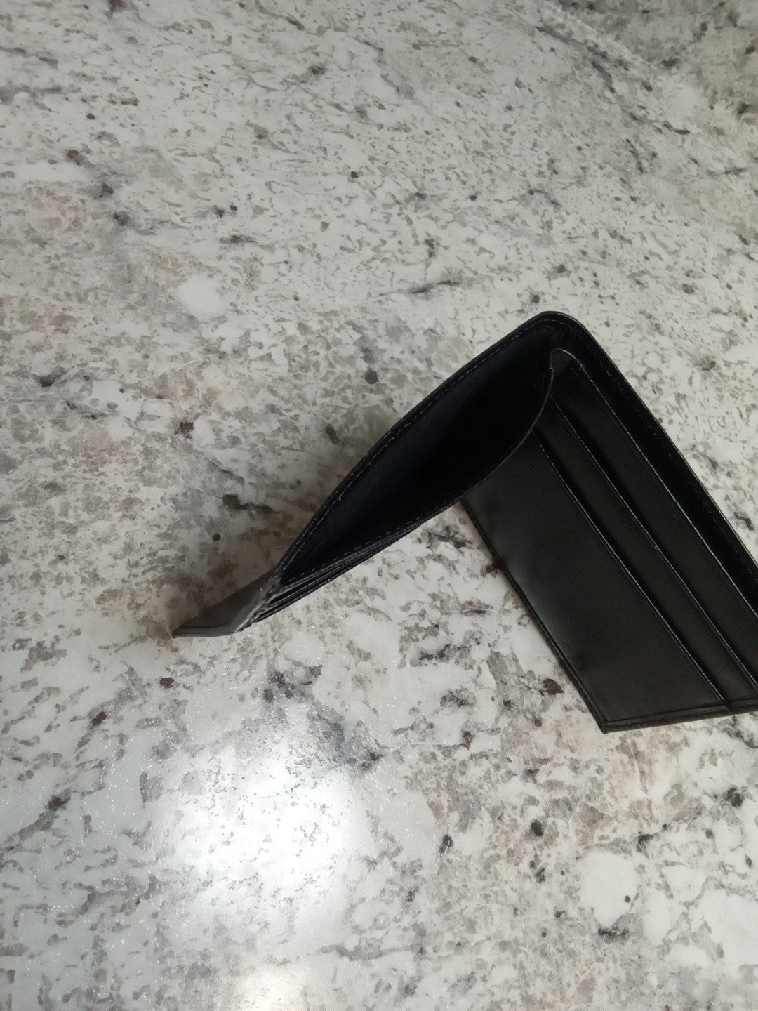 Simple Genuine Leather Plain Black Mens Wallet