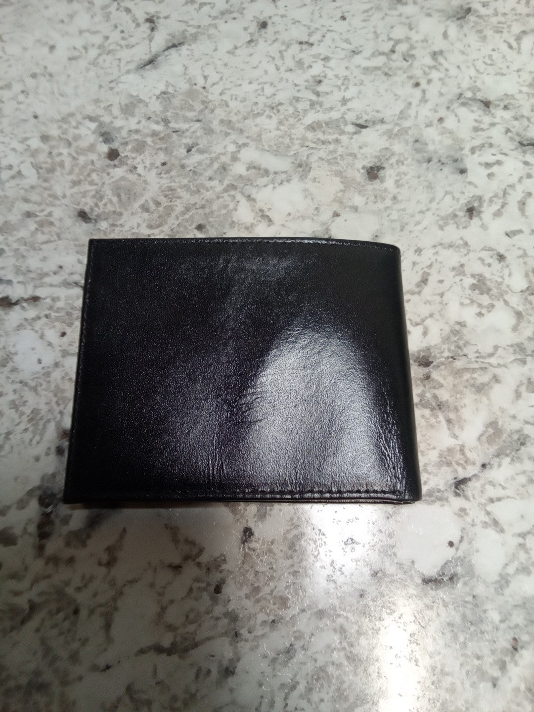 Simple Genuine Leather Plain Black Mens Wallet