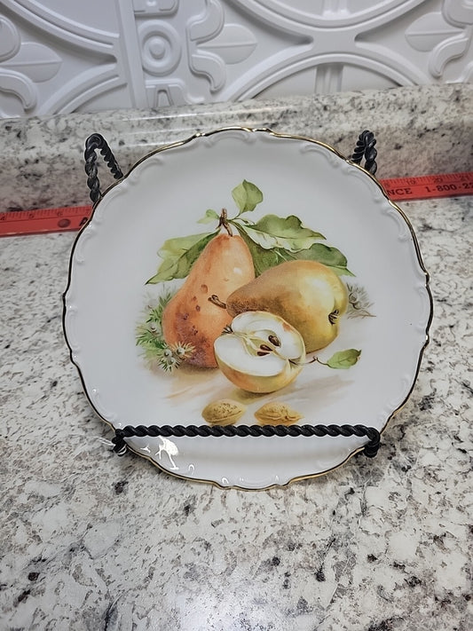 Vintage Fruit Nut Plate by SCHUMANN ARZBERG Bavaria Germany Golden Crown 7.25''