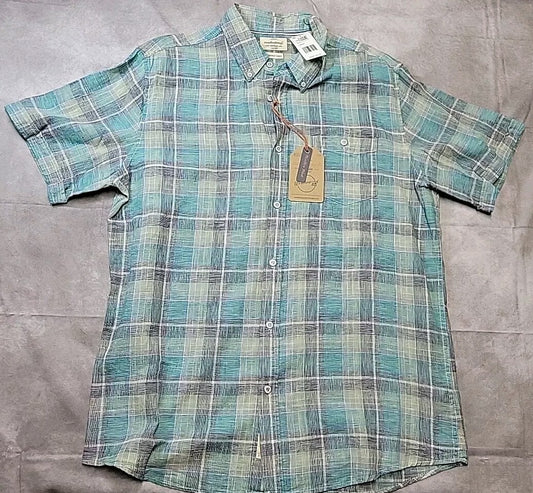 Weatherproof Vintage Men's Blue Sentry Plaid Shirt, Large