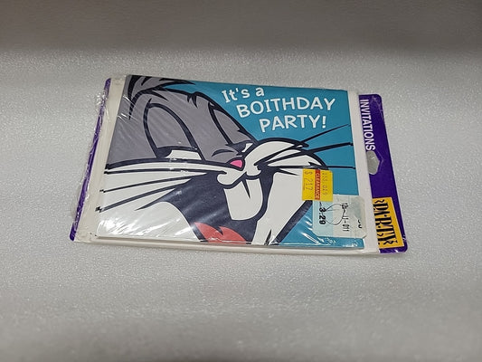Vintage 1995 Party Invitations Bugs Bunny Looney Tunes 8 w/ Envelopes Hallmark