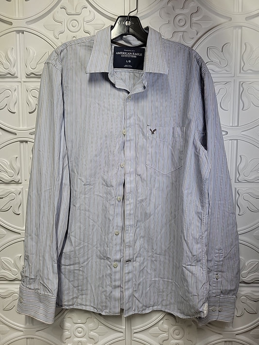 AMERICAN EAGLE OUTFITERS Men’s Size L Vintage Fit Blue Striped Dress Shirt